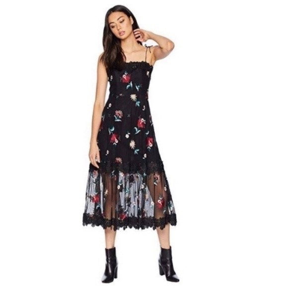 BB Dakota Let's Dance Mesh Embroidered Fairy Grunge Midi Dress 4 NWOT - Picture 1 of 16